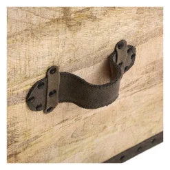 Flash Sale RETIF 2 En 1 Pouf Et Malle De Rangement En Bois De Manguier 45Xh 49Cm