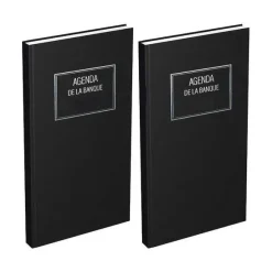 New RETIF Agenda Banquier 2024 Long 15X34Cm 2 Volumes 1 Jour/2 Pages Noir