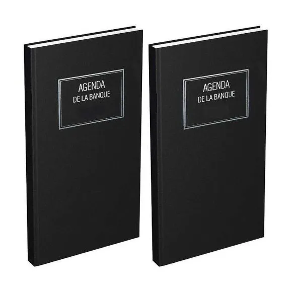 New RETIF Agenda Banquier 2024 Long 15X34Cm 2 Volumes 1 Jour/2 Pages Noir