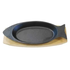 Store RETIF Assiette Poisson Sur Planche Fer Noir Et Bois