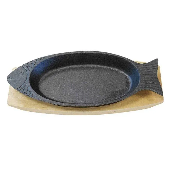 Store RETIF Assiette Poisson Sur Planche Fer Noir Et Bois