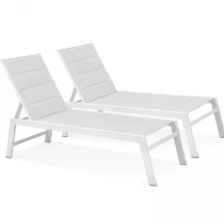 New RETIF Bain De Soleil Noum A Blanc Aluminium Textil Ne 169X65X103 Cm- Par 2