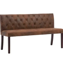 Best RETIF Banc Banquette 148,5X52X84,5Cm Similicuir Daim Marron