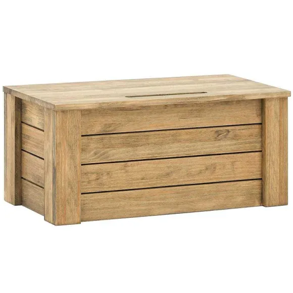 Store RETIF Banc Coffre Rangement Avec Couvercle Eco Pin Rustique Vieilli 40X80X36 Cm