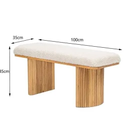 Cheap RETIF Banc Entr E Chambre Scandinave Bois Bouclettes Blanc 100X35X46 (Cm)