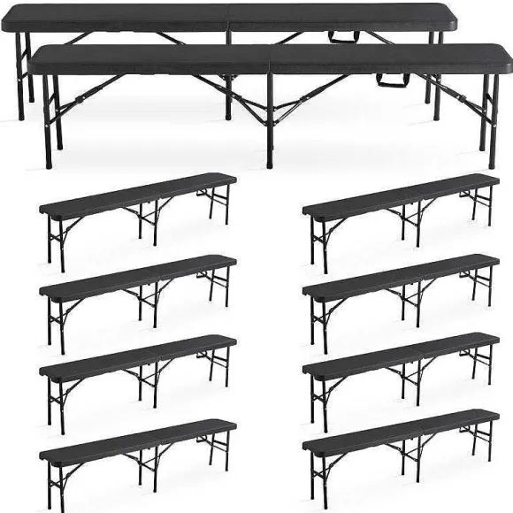 Discount RETIF Bancs Pliants Noir Acier Hdpe 180X30X45 Cm- Par 10