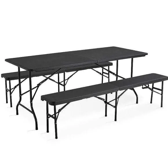 Discount RETIF Bancs Pliants Noir Acier Hdpe 180X30X45 Cm- Par 10
