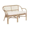Best Sale RETIF Banquette 2 Places En Rotin Et Coton Blanc L 110Xh 77Cm