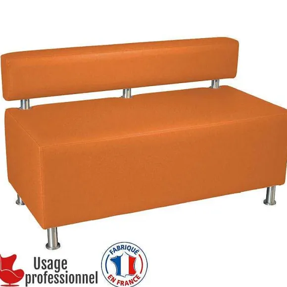 Sale RETIF Banquette Design - Capucine Orange Brique - Dossier Rapport - Pieds Alu Bross
