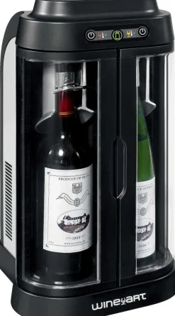 Best RETIF Bar Vin 2 Bouteilles Noir/Silver Avec Conservation De Bouteille H47,8 Cm