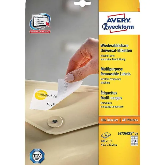 Clearance RETIF Boite De 480 Tiquettes Stick+Lift 45,7 X 21,2 Mm Sur 10 Feuilles Blanc Repos…