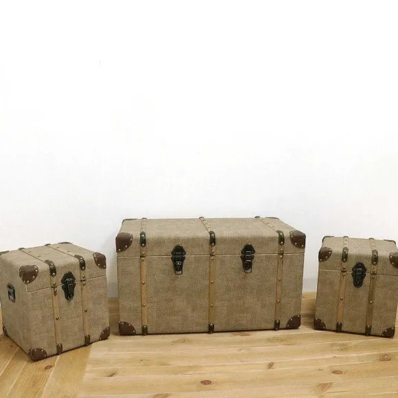 Best Sale RETIF Caisses En Similicuir Couleur Sable 66X36X36 + 28X28X30 (X2)Cm
