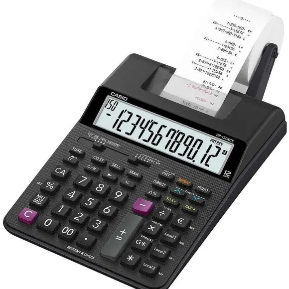 New RETIF Calculatrice Imprimante Portable Bureau 12 Chiffres Hr-150 Rce Noire