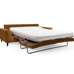 Store RETIF Canap Convertible En Velours 3 Places Noisette