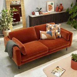 Best RETIF Canap En Velours 3 Places Rouille
