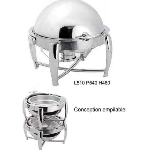 Sale RETIF Chafing Dish Rond Empilable Couvercle Rabattable En Finition Miroir Poli
