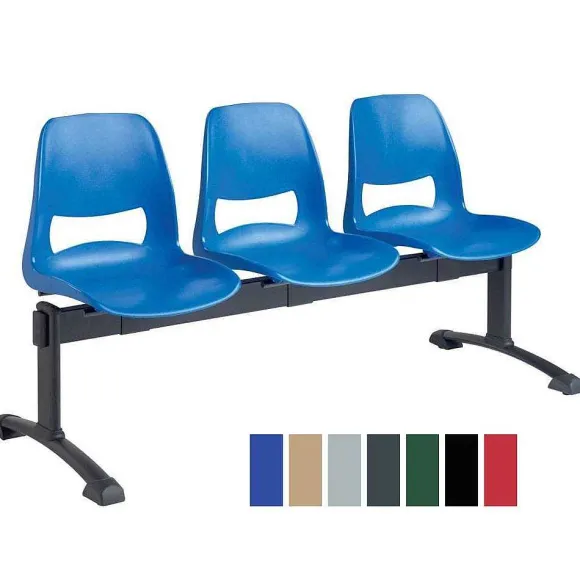 Shop RETIF Chaise Coque En Plastique Sur Poutre 4 Places - Coloris : Beige
