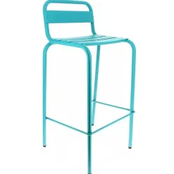 Fashion RETIF Chaise De Bar D'Ext Rieur Empilable Avignon En Aluminium Finition Bleu Agata (3)
