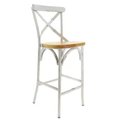 Cheap RETIF Chaise De Bar D'Int Rieur Ontario En Acier Et Bois Finition Vintage Blanc