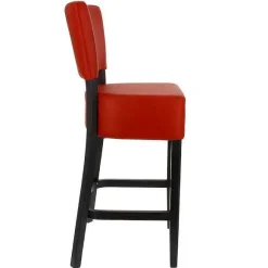 Best Sale RETIF Chaise De Bar D'Int Rieur Amsterdam En Bois Tapiss E D'Un Simili Cuir Rouge