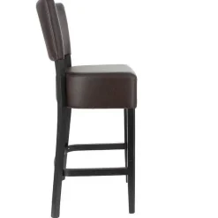Fashion RETIF Chaise De Bar D'Int Rieur Amsterdam En Bois Tapiss E D'Un Simili Cuir Chocolat