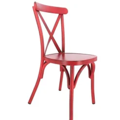 Best Sale RETIF Chaise D'Ext Rieur Empilable Bayonne En Aluminium Finition Rouge Effet Vintage
