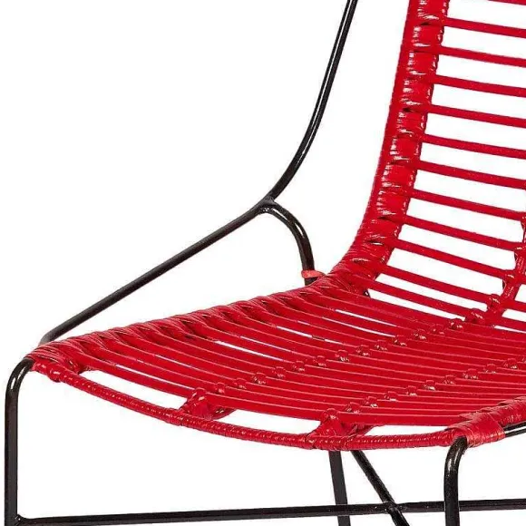 Best Sale RETIF Chaise Diego - Rotin Design - Bambou - Rouge - 83,5 X 51 X 57