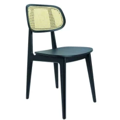 Cheap RETIF Chaise D'Int Rieur Alizay En Bois Finition Noire, Dossier Cannage Naturel -Par 2