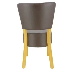 Clearance RETIF Chaise D'Int Rieur Amsterdam Bois Naturel, Tapiss E Simili Cuir Chocolat - Par 2