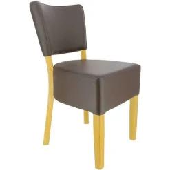 Clearance RETIF Chaise D'Int Rieur Amsterdam Bois Naturel, Tapiss E Simili Cuir Chocolat - Par 2