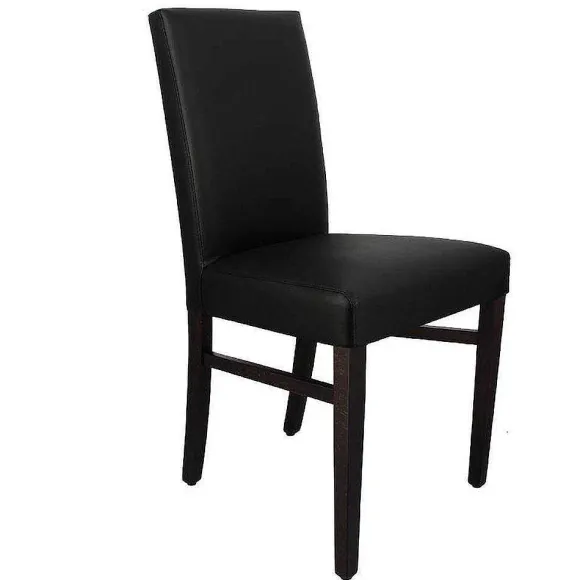 Fashion RETIF Chaise D'Int Rieur S Ville En Bois Tapiss E D'Un Simili Cuir Noir - Par 2