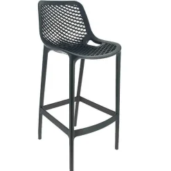 Cheap RETIF Chaise Haute De Bar Empilable D'Ext Rieur En Polypropyl Ne Air Gris Fonc Par 4