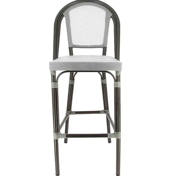 Shop RETIF Chaise Haute De Bar Empilable D'Ext Rieur En Aluminium Textyl Ne Biarritz Gris