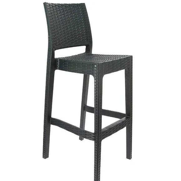 Cheap RETIF Chaise Haute De Bar Empilable D'Ext Rieur En R Sine Cuba Coloris Gris Fonc (4)