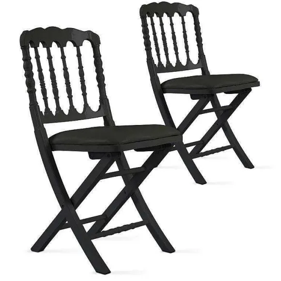 Shop RETIF Chaise Pliante Napoleon Noires H Tre Vernis 62X42X83,5 Cm- Par 2