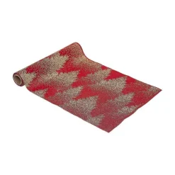 Store RETIF Chemin De Table Tissu Rouge Imprim Sapin Dor 28X300Cm