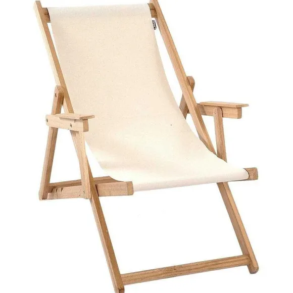 Best RETIF Chilienne Transat Bois D'Eucalyptus Tissu 100% Coton Elvas