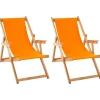 Hot RETIF Chilienne Transat Bois D'Eucalyptus Tissu 100% Coton Elvas (Lot De 2)