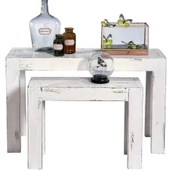 Sale RETIF Console H Ritage L118Xp39Xh75Cm + L79Xp29Xh60Cm - Blanc Patin - Par 2