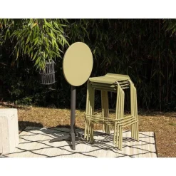 New RETIF Ensemble Mange-Debout Rond Alicante En Aluminium Pour 4 Personnes Vert Jonc