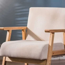 Store RETIF Fauteuil Beige Scandinave Avec Structure Bois 60X70X76 Cm