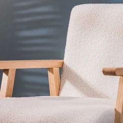 Fashion RETIF Fauteuil Blanc Scandinave Avec Structure Bois 60 X 70 X 76 Cm