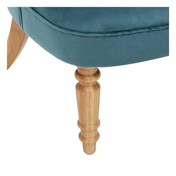 Shop RETIF Fauteuil Crapaud En Velours Bleu Et Pieds En Bois