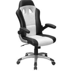 Hot RETIF Fauteuil De Direction En Pu Et Tissu Nid D'Abeille Noir Et Blanc + Accoudoirs