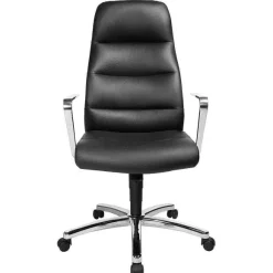 Discount RETIF Fauteuil De Direction Vintage Cuir Noir Avec Structure Chrom E
