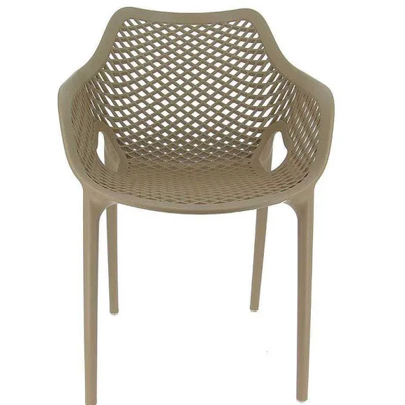 Hot RETIF Fauteuil Empilable D'Ext Rieur En Polypropyl Ne Air Coloris Taupe Par 4