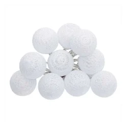 Best Sale RETIF Guirlande D Corative Piles 10 Led Boules En Coton Blanc 6Xl 165Cm