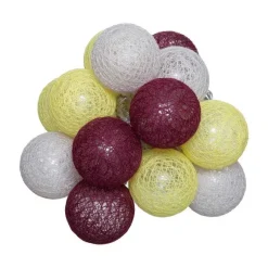 Best RETIF Guirlande D Corative Piles 10 Led Boules En Coton Multicolore 6Xl 165Cm