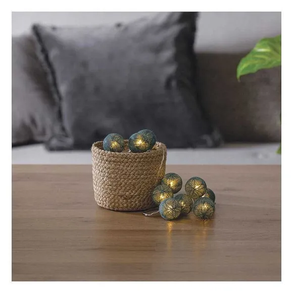 Flash Sale RETIF Guirlande D Corative Piles 16 Led Boules En Coton Bleu 3,5Xl 255Cm
