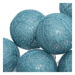 Flash Sale RETIF Guirlande D Corative Piles 16 Led Boules En Coton Bleu 3,5Xl 255Cm